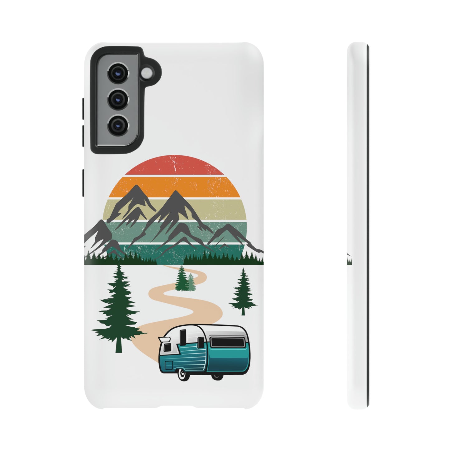 Tough Android Phone Case-Camper With Mountains Scene