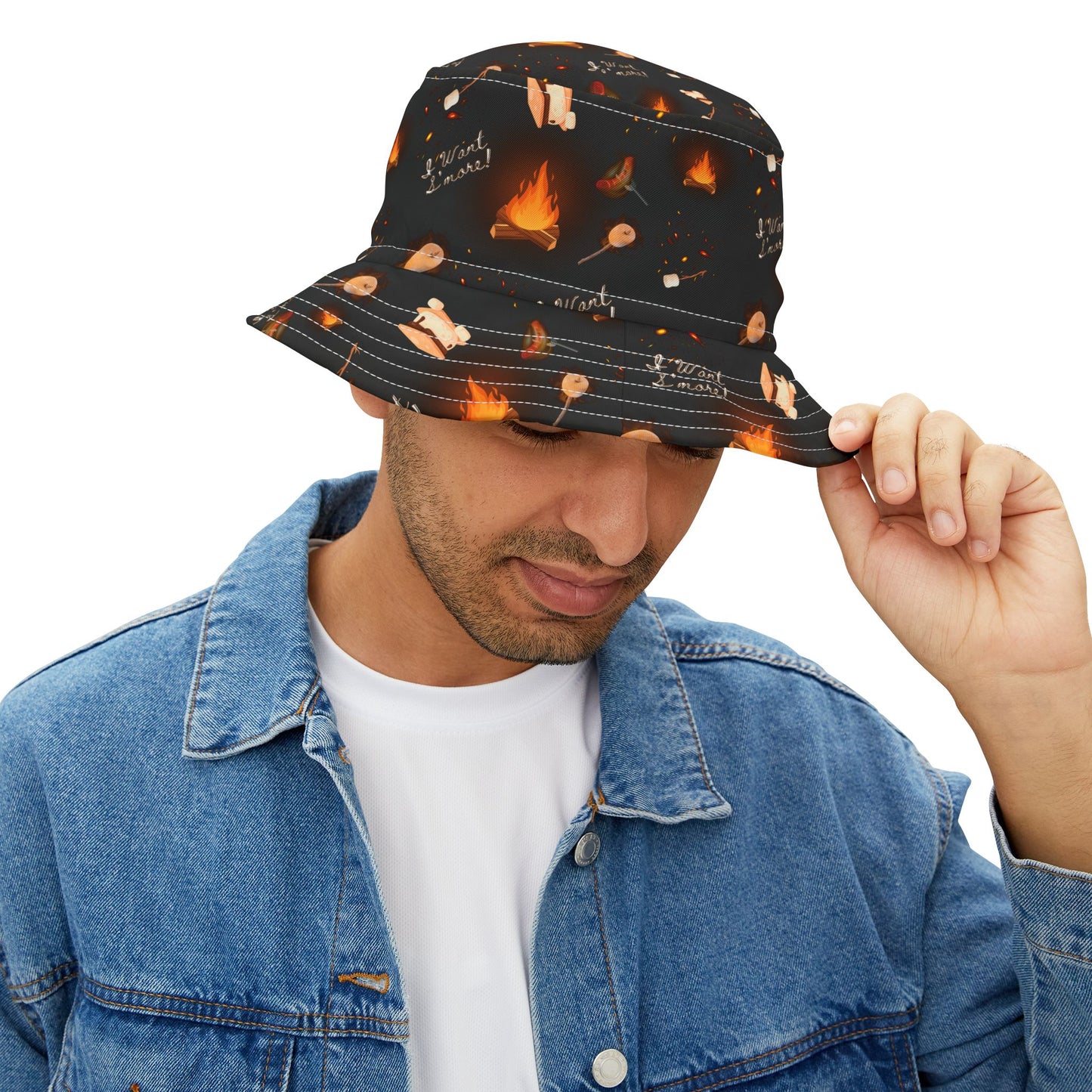 "I Want S'More" Graphic Pattern Bucket hat.