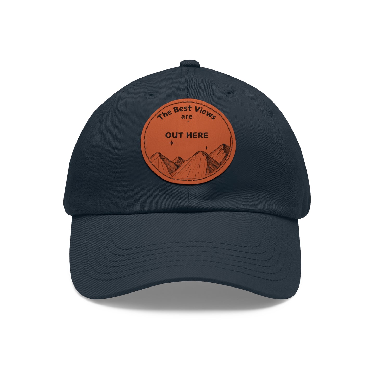 Baseball Cap With Leather Patch-"The Best Views"