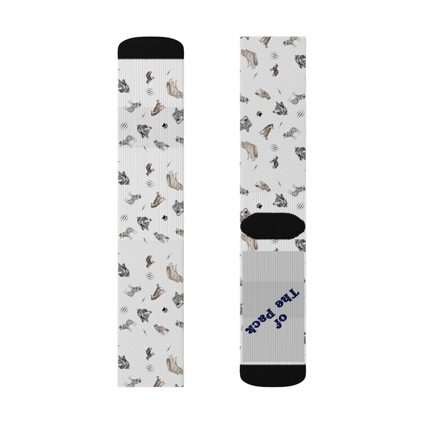 Wolf Pattern-Sublimation Socks-White