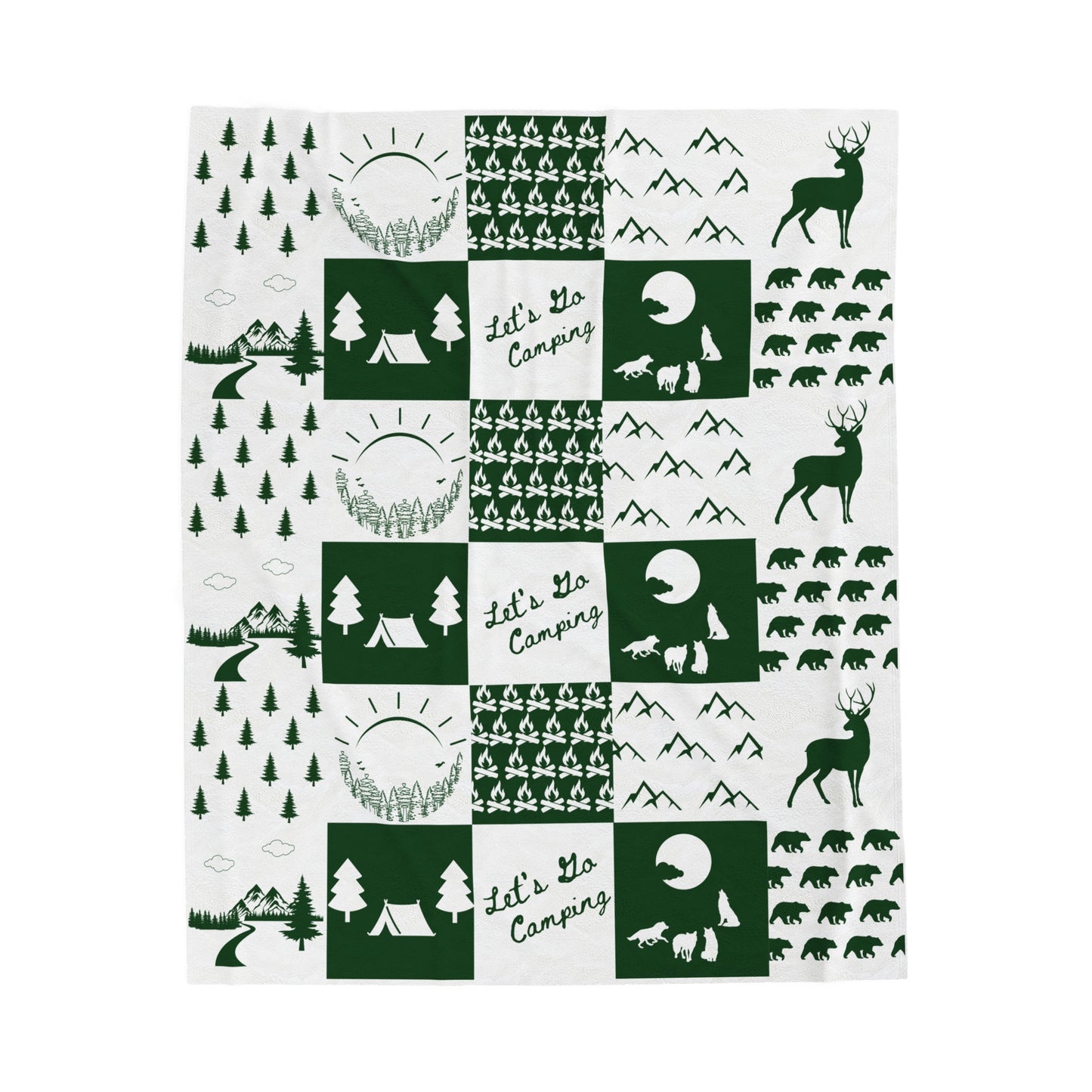 Sqaure Pattern-Green Velveteen Plush Blanket