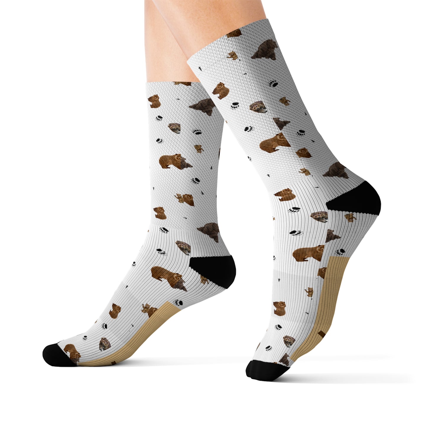"Papa Bear" Pattern Sublimation Socks-White