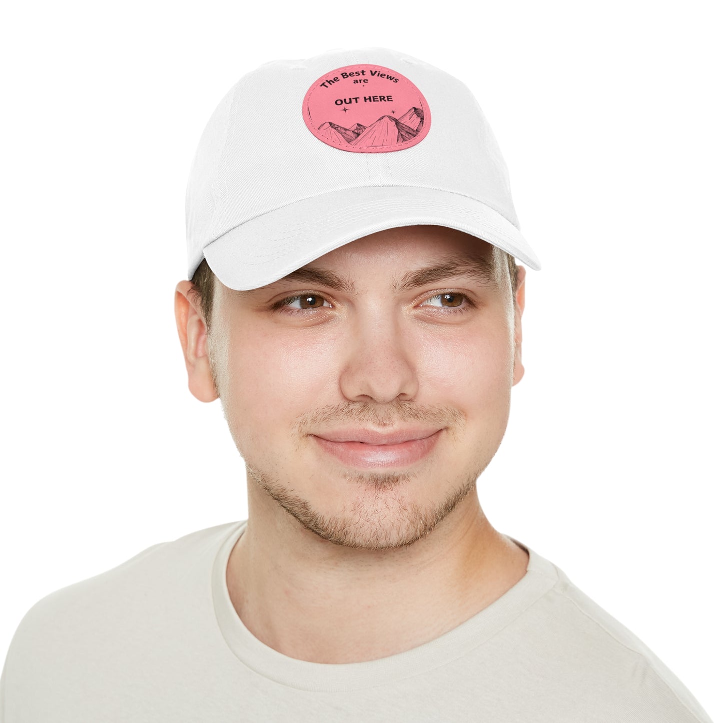 Baseball Cap With Leather Patch-"The Best Views"