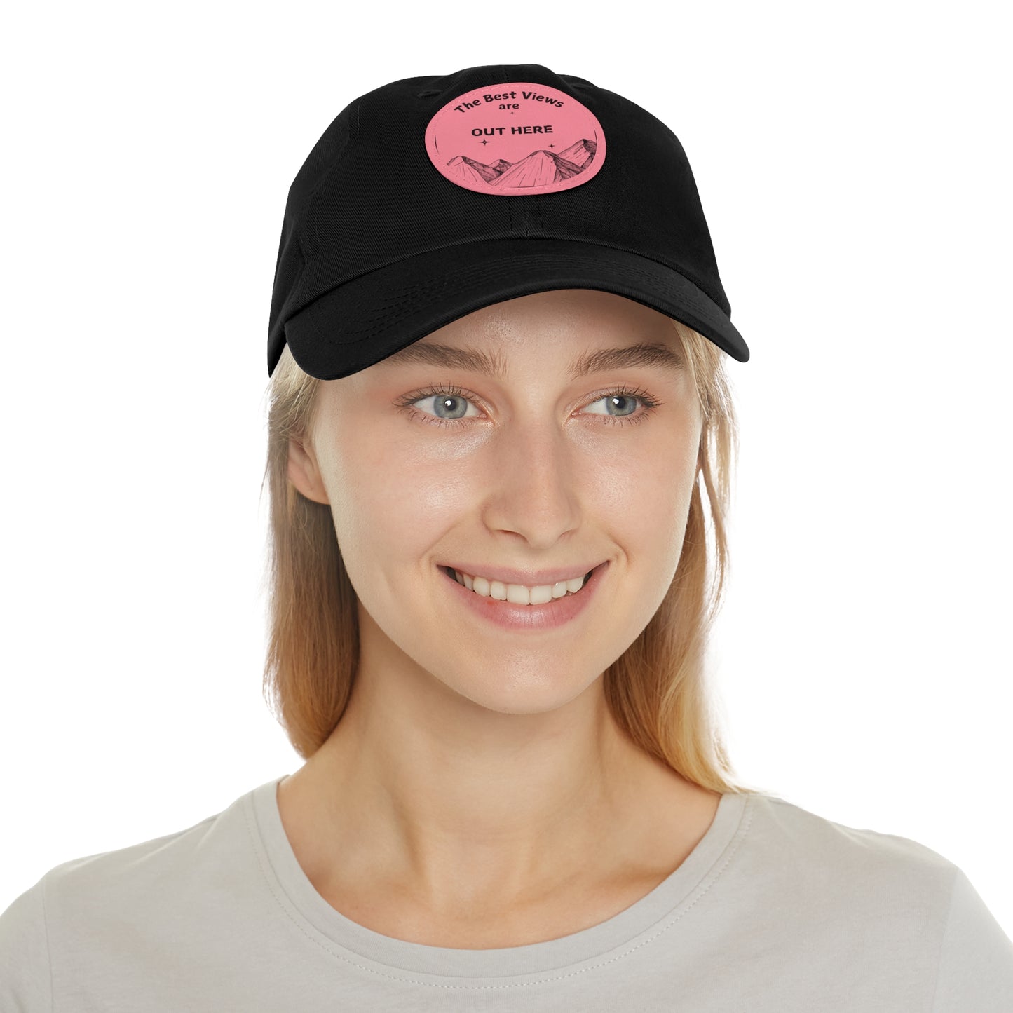 Baseball Cap With Leather Patch-"The Best Views"