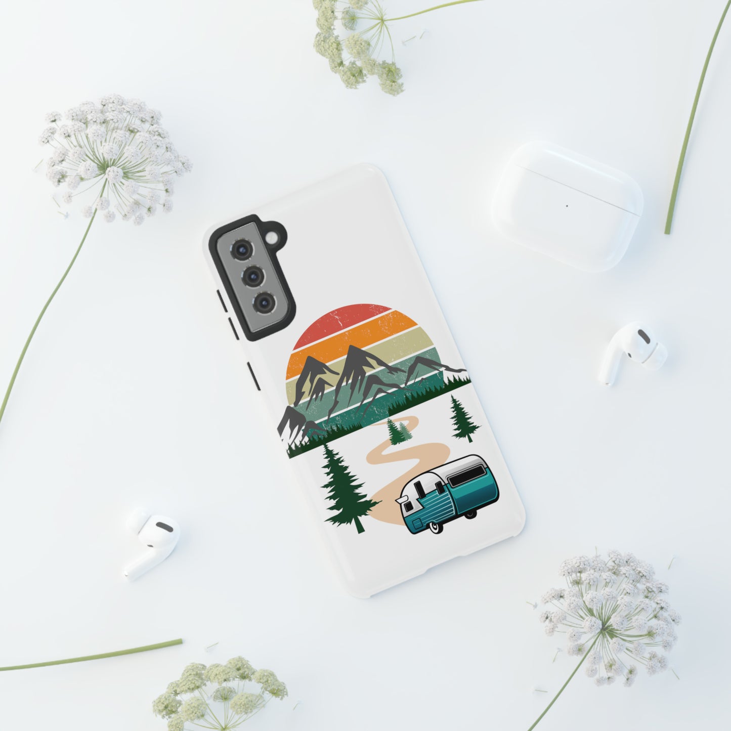 Tough Android Phone Case-Camper With Mountains Scene