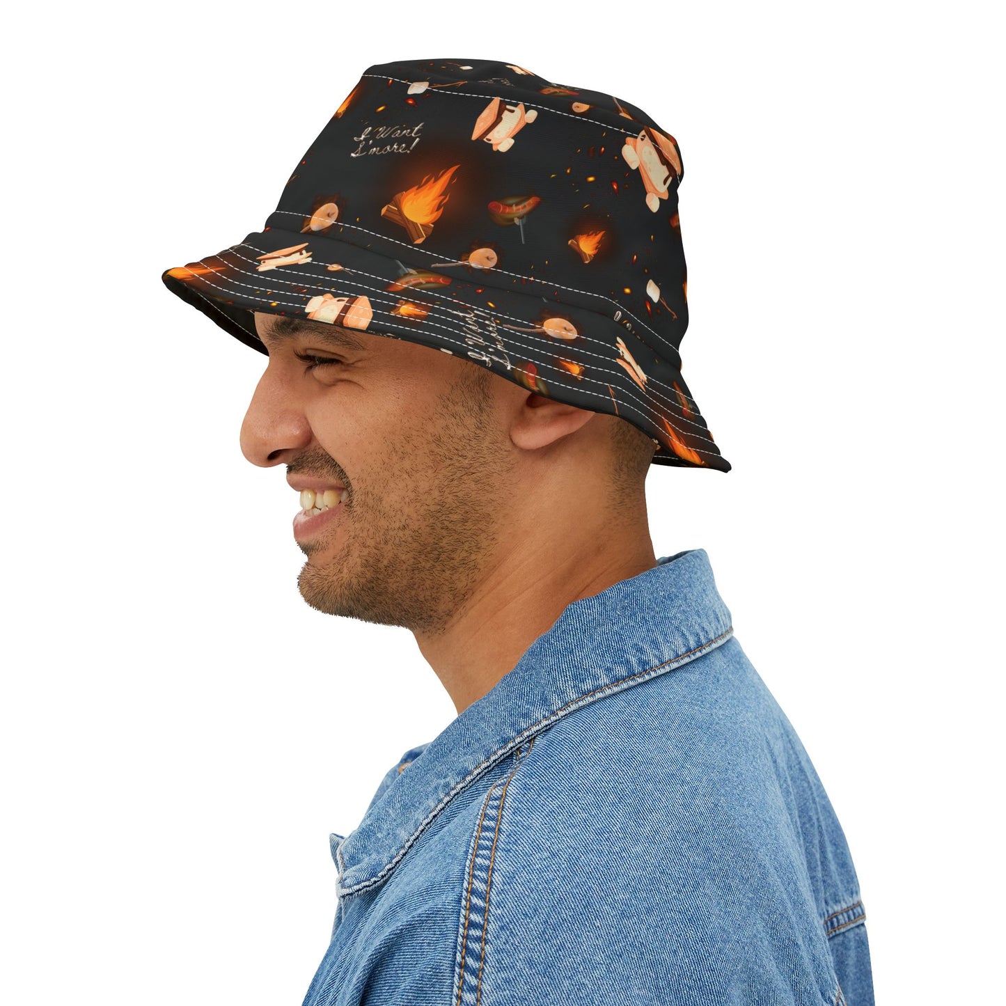 "I Want S'More" Graphic Pattern Bucket hat.