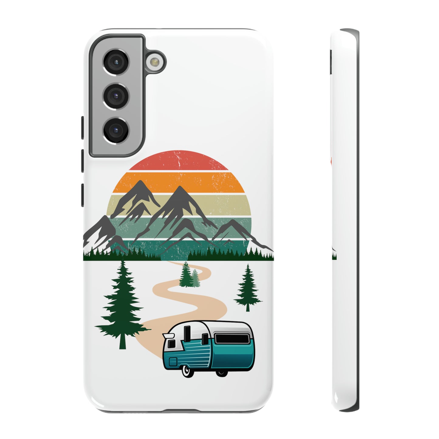 Tough Android Phone Case-Camper With Mountains Scene