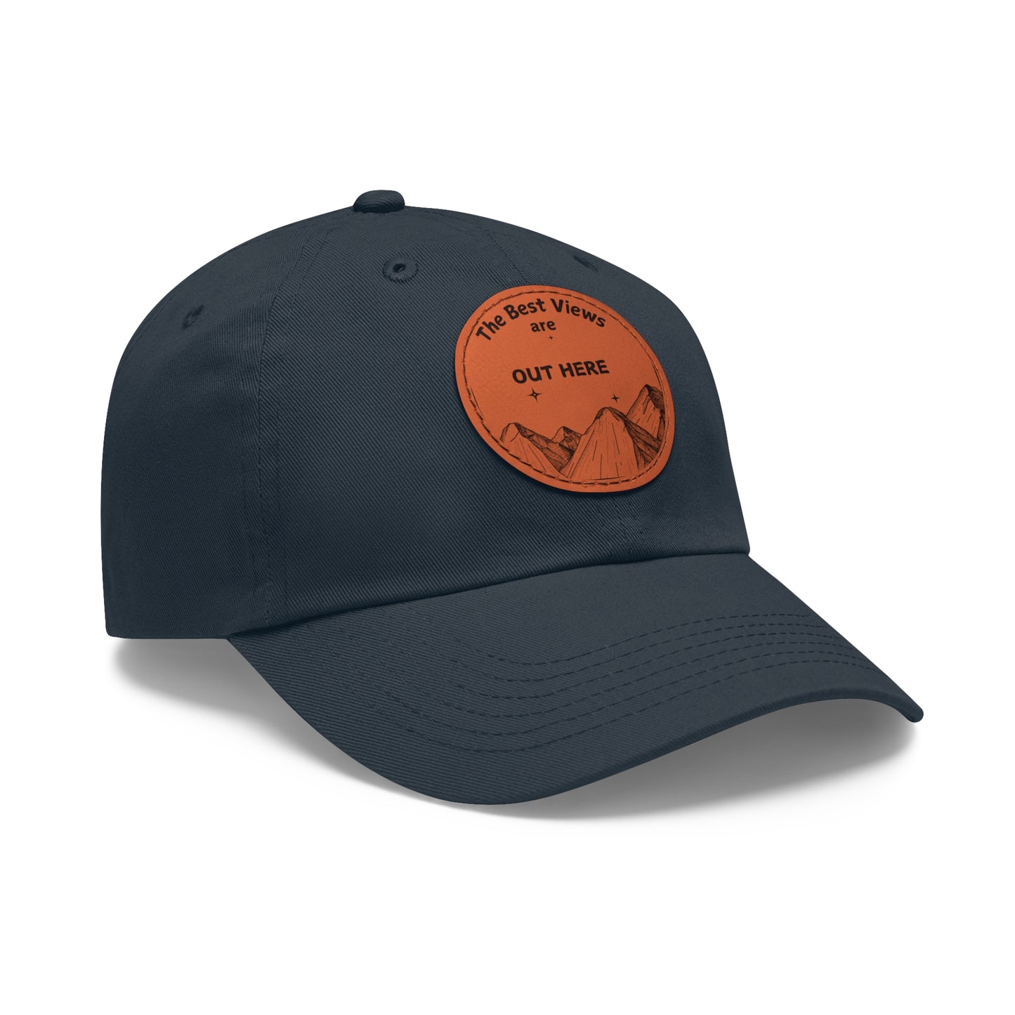 Baseball Cap With Leather Patch-"The Best Views"