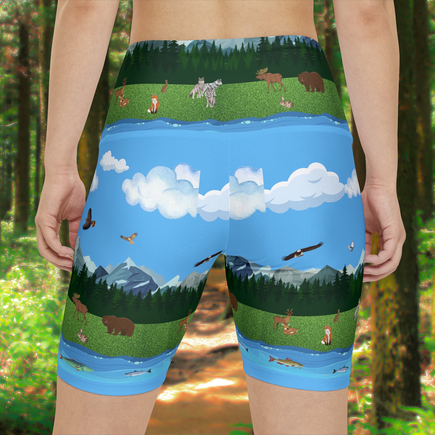 Horizontal Outdoor Pattern Women's Workout Shorts