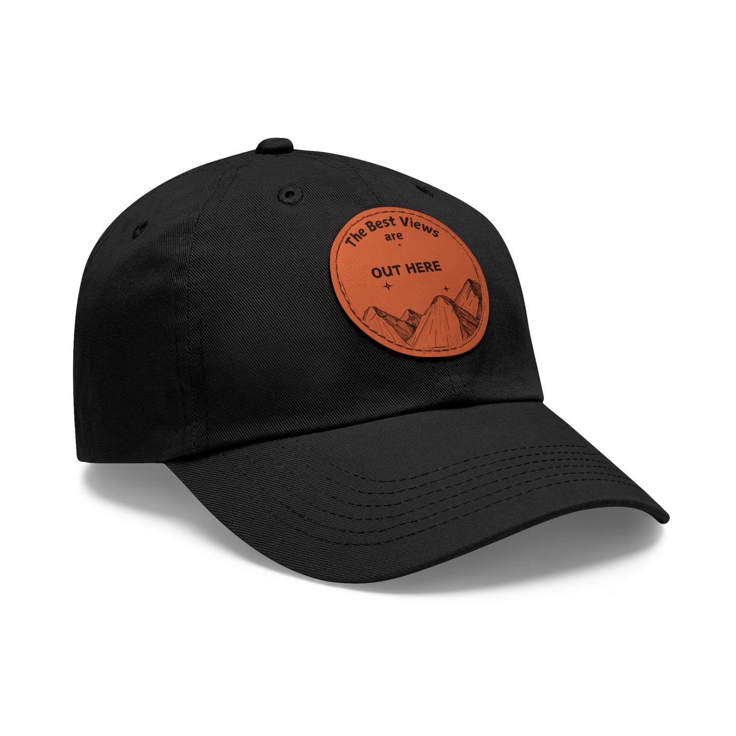 Baseball Cap With Leather Patch-"The Best Views"