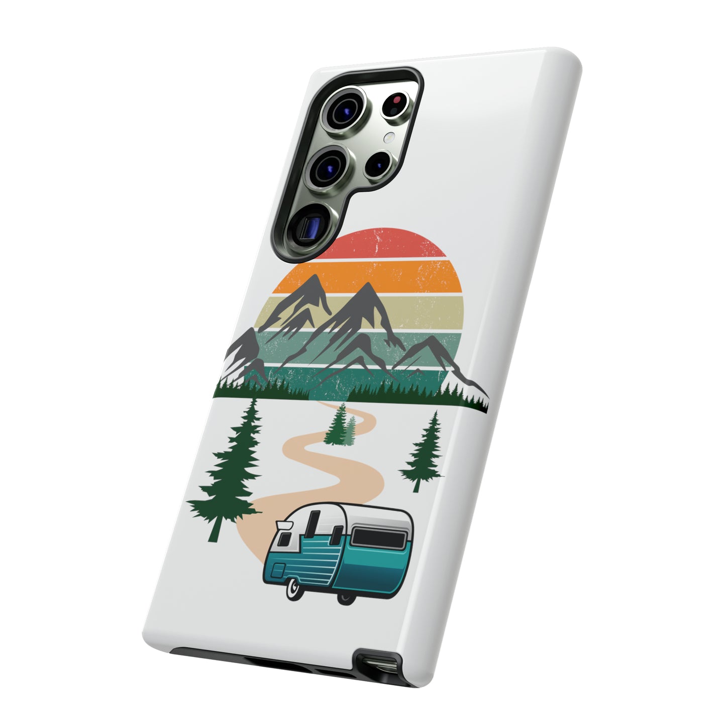 Tough Android Phone Case-Camper With Mountains Scene