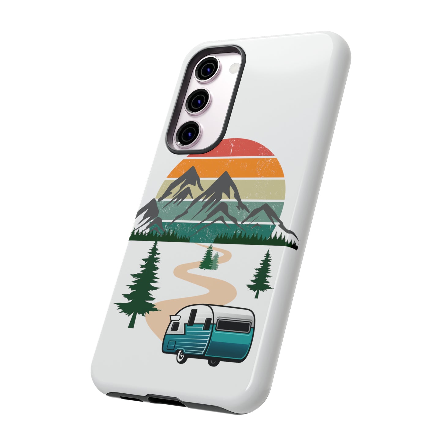 Tough Android Phone Case-Camper With Mountains Scene