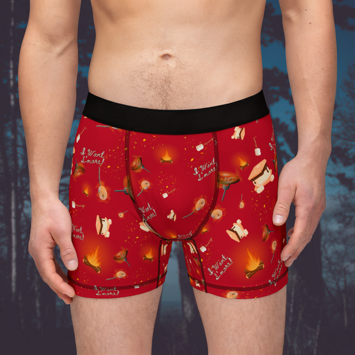 Camp Fire Pattern Men's Boxers-2 Colors