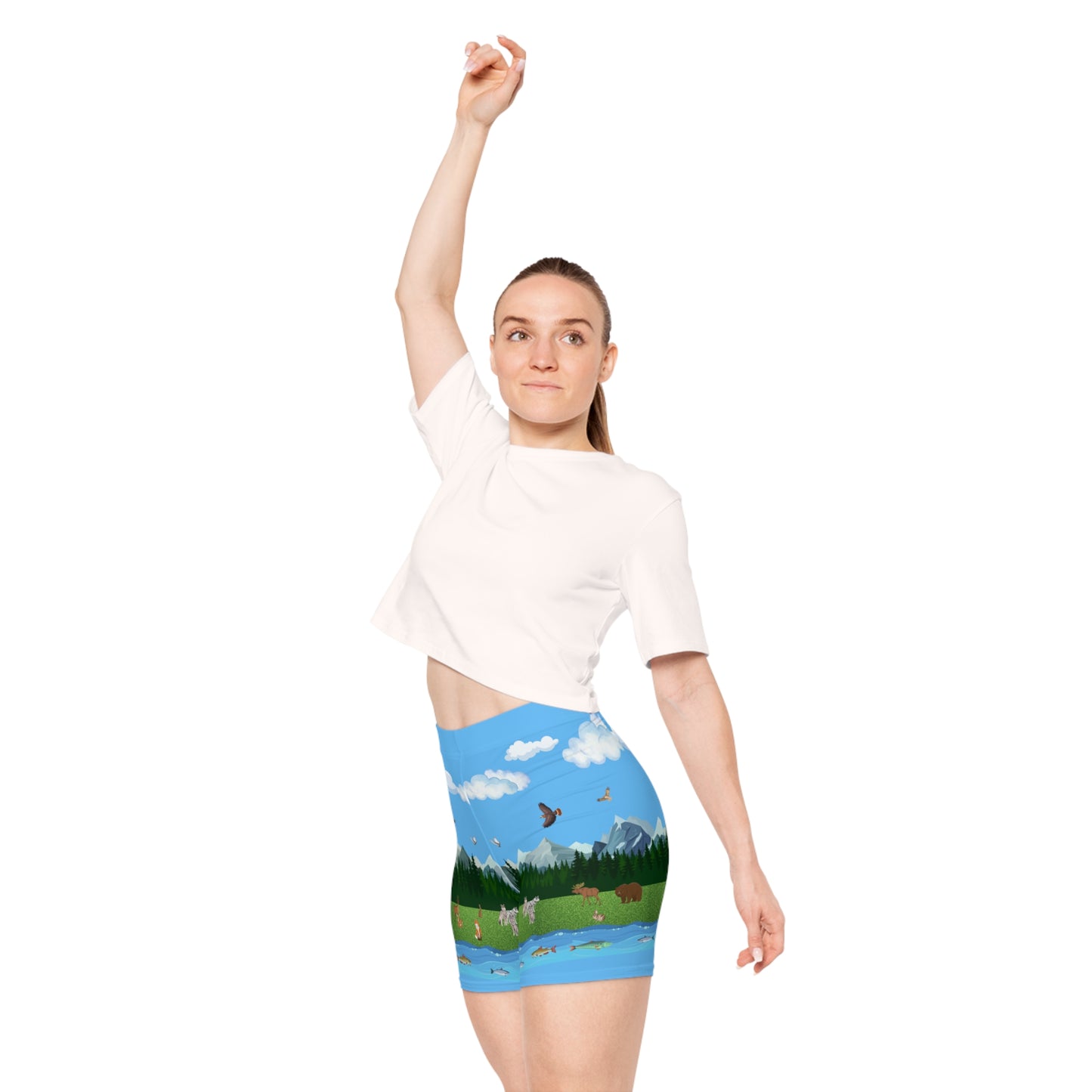 Horizontal Outdoors Pattern-Women's Biker Shorts