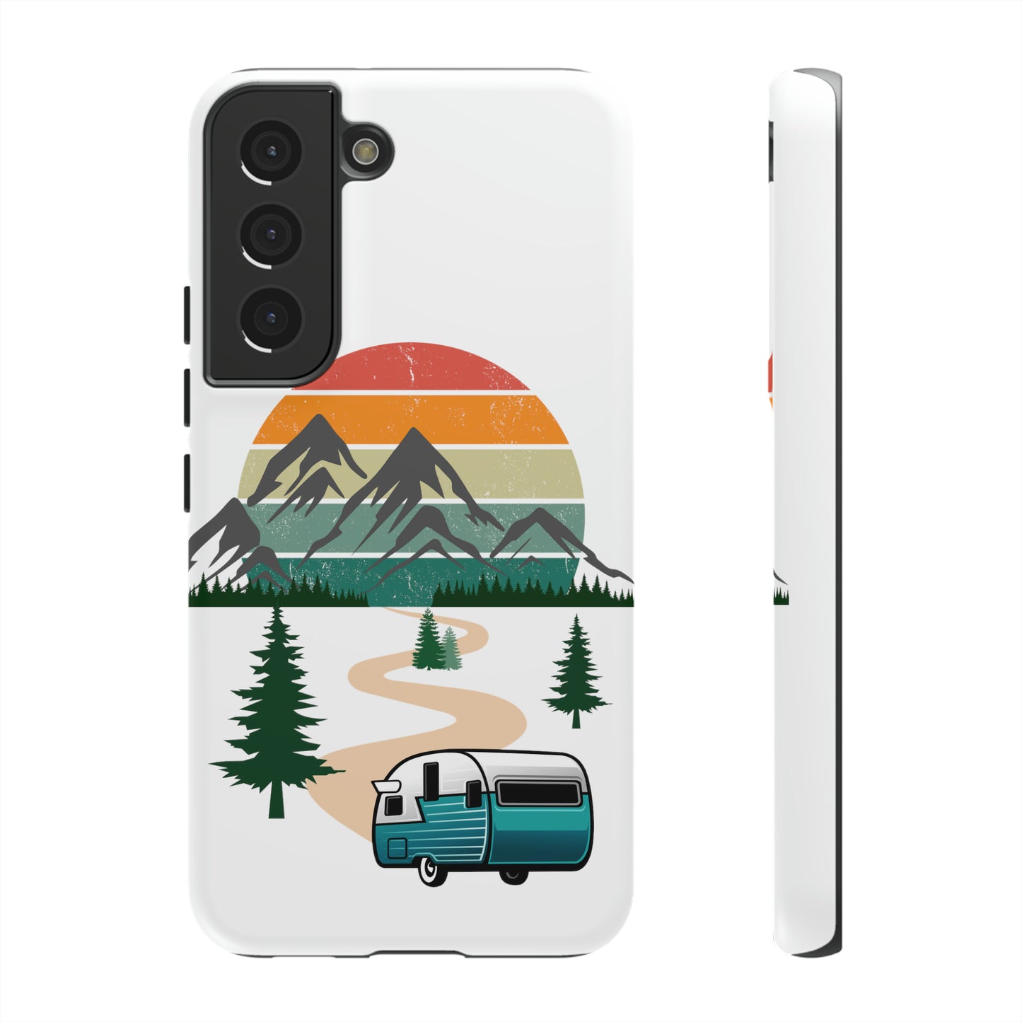 Tough Android Phone Case-Camper With Mountains Scene