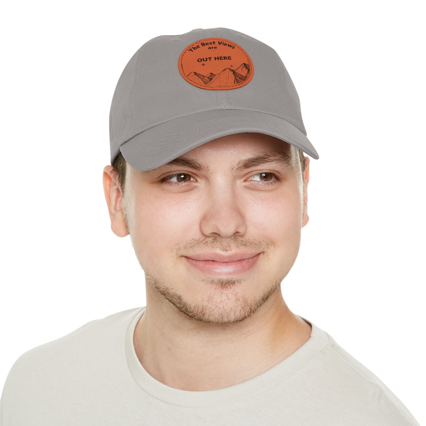 Baseball Cap With Leather Patch-"The Best Views"