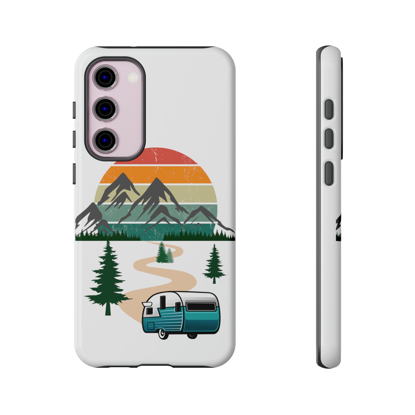 Tough Android Phone Case-Camper With Mountains Scene