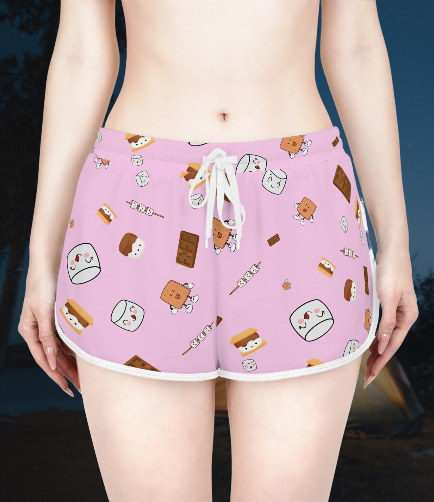 Cutesy S'more's Pattern Women's Relaxed Shorts-Multiple Colors
