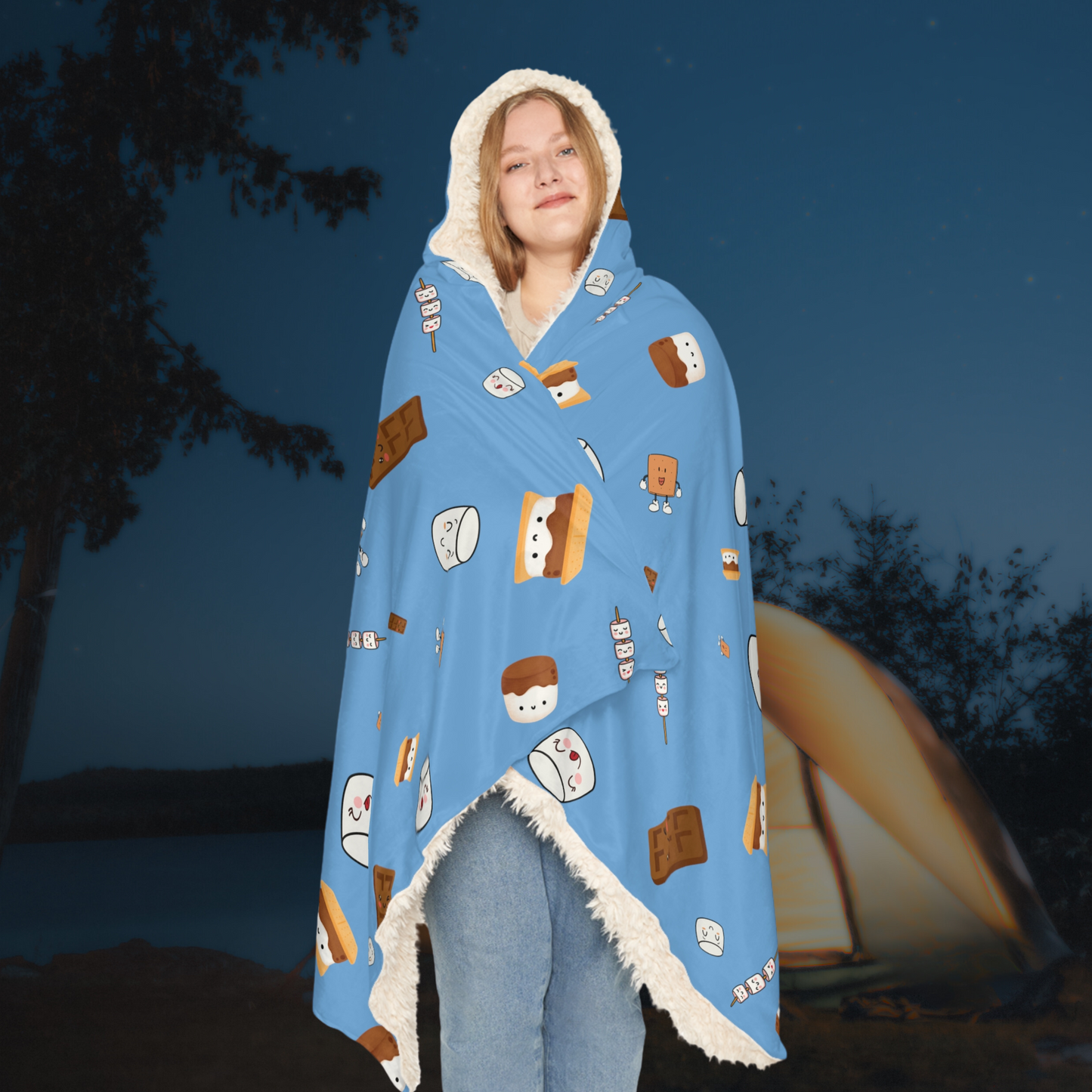 Hooded Snuggle Blanket-Cutesy Marshmallows Pattern-4 Colors!