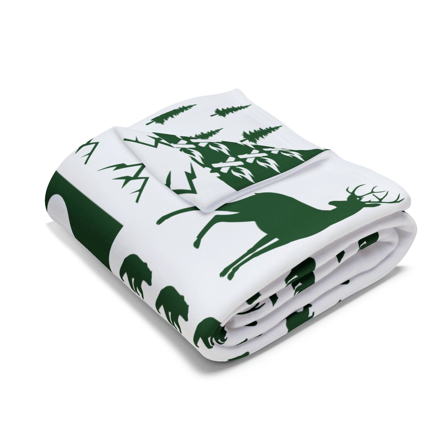 Arctic Fleece Blanket-Square Pattern-Green
