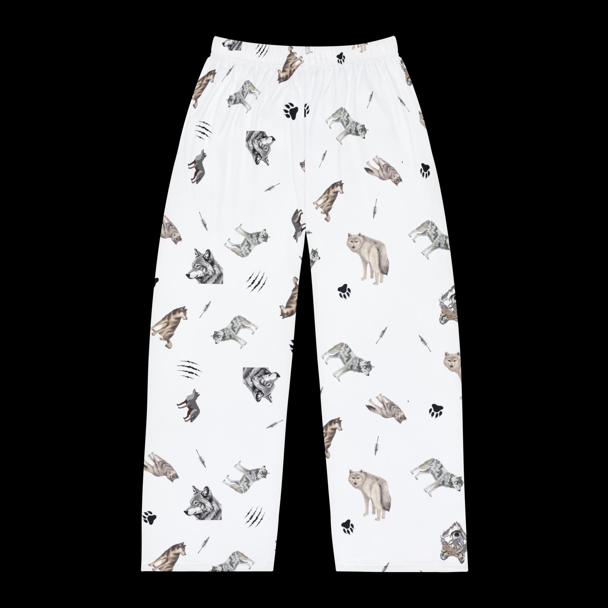 Men's Pajama Pants-Wolf Pattern-White – Adventure Aspect