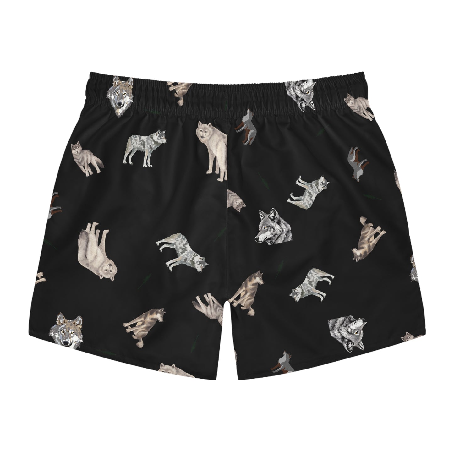 Wolf Pattern Swim Trunks-Blue