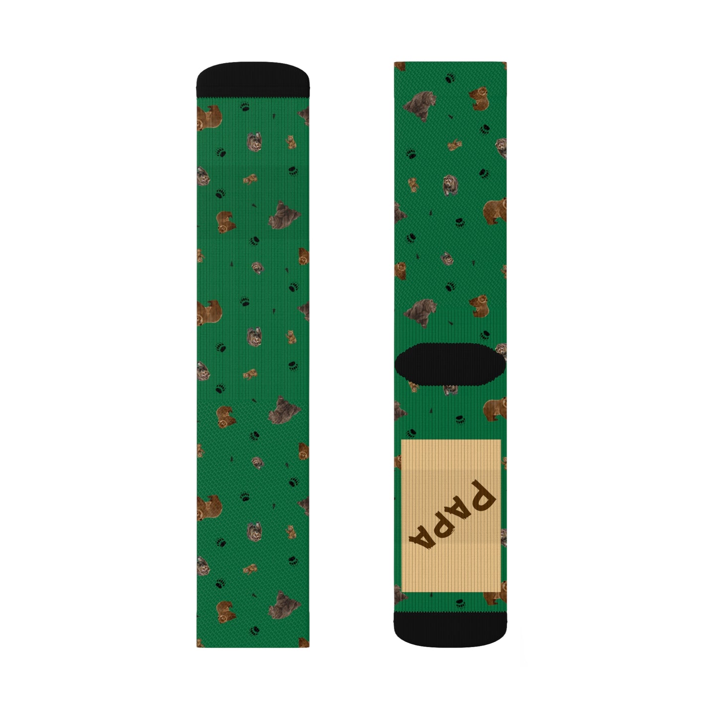 "Papa Bear" Pattern Sublimation Socks-Green