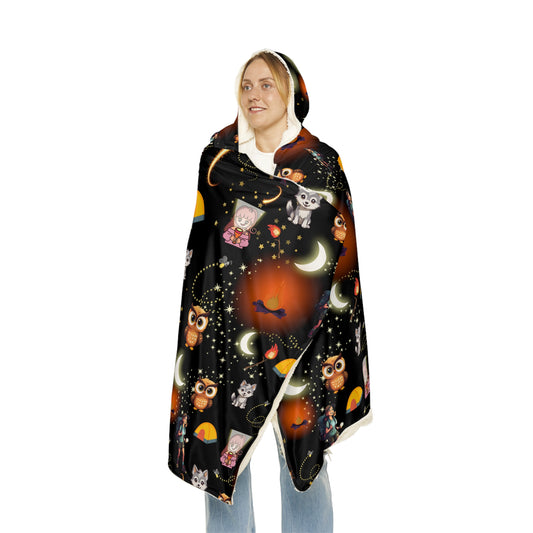 Hooded Snuggle Blanket-Girls Camp Pattern-Dark