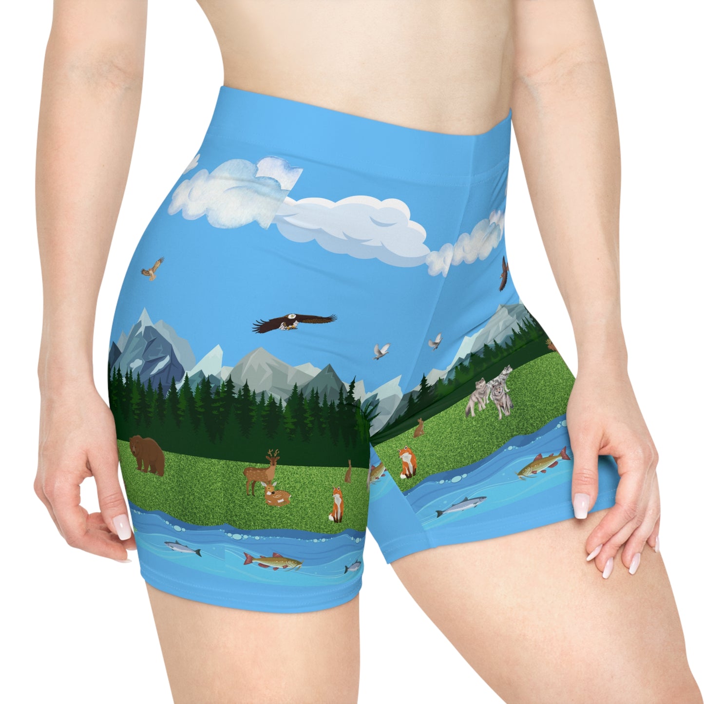 Horizontal Outdoors Pattern-Women's Biker Shorts