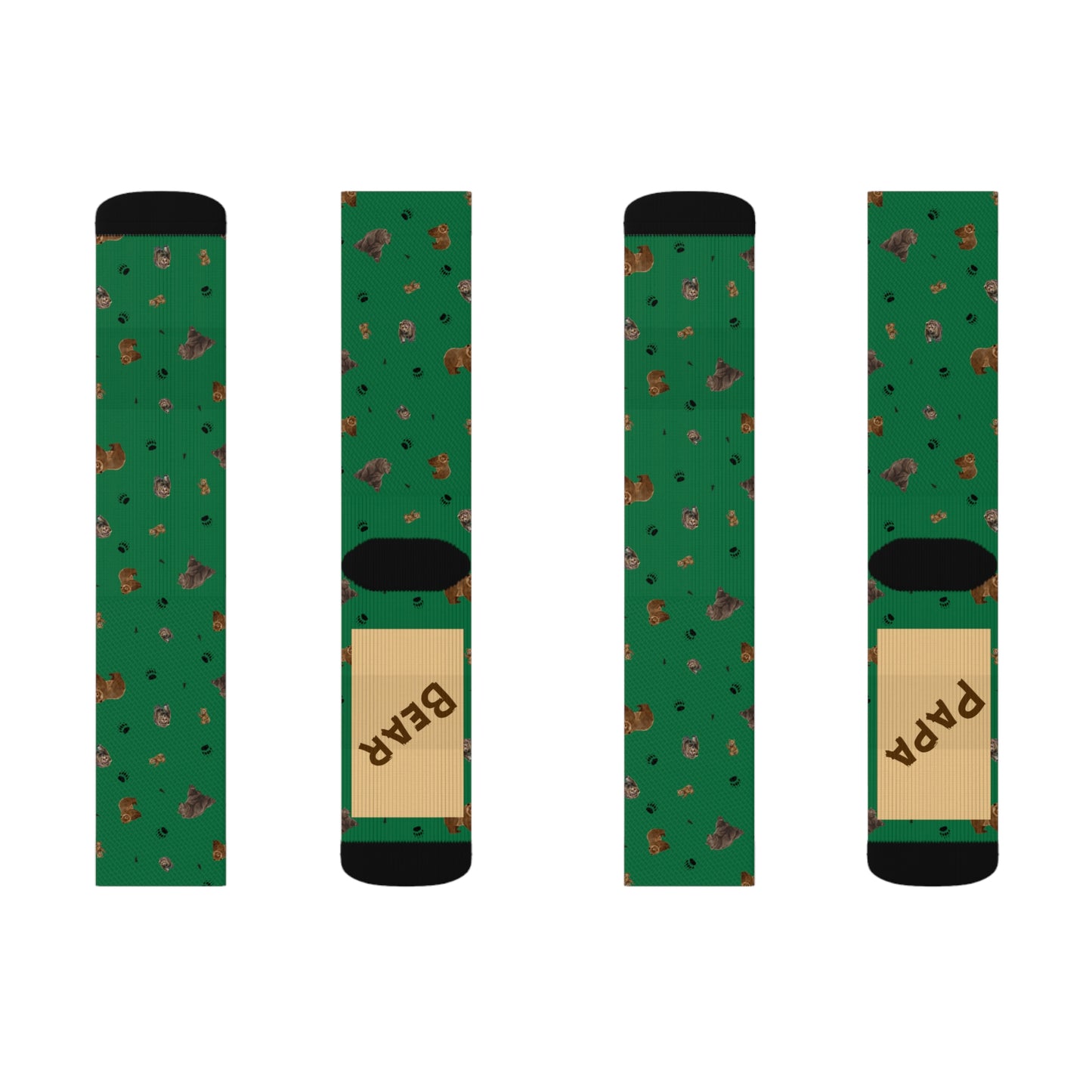 "Papa Bear" Pattern Sublimation Socks-Green