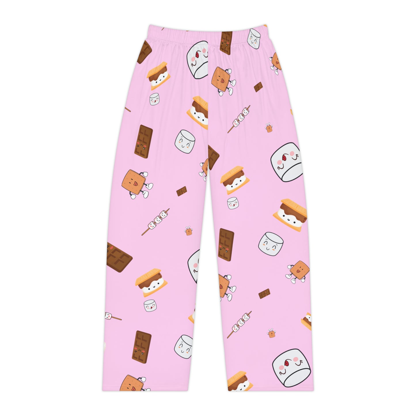 Women's Pajama Pants-Cutesy S'more's Pattern-Pink