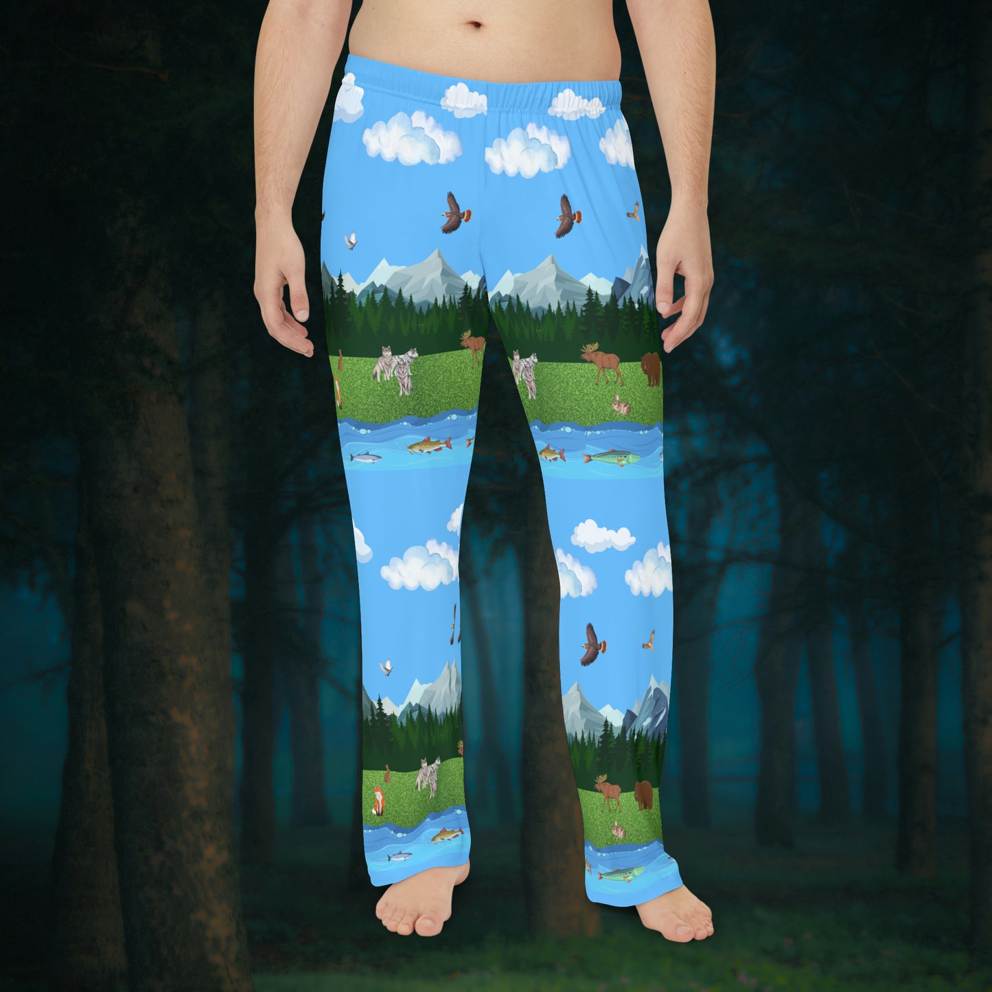 Men's Horizontal Outdoors Pattern- Pajama Pants (AOP)