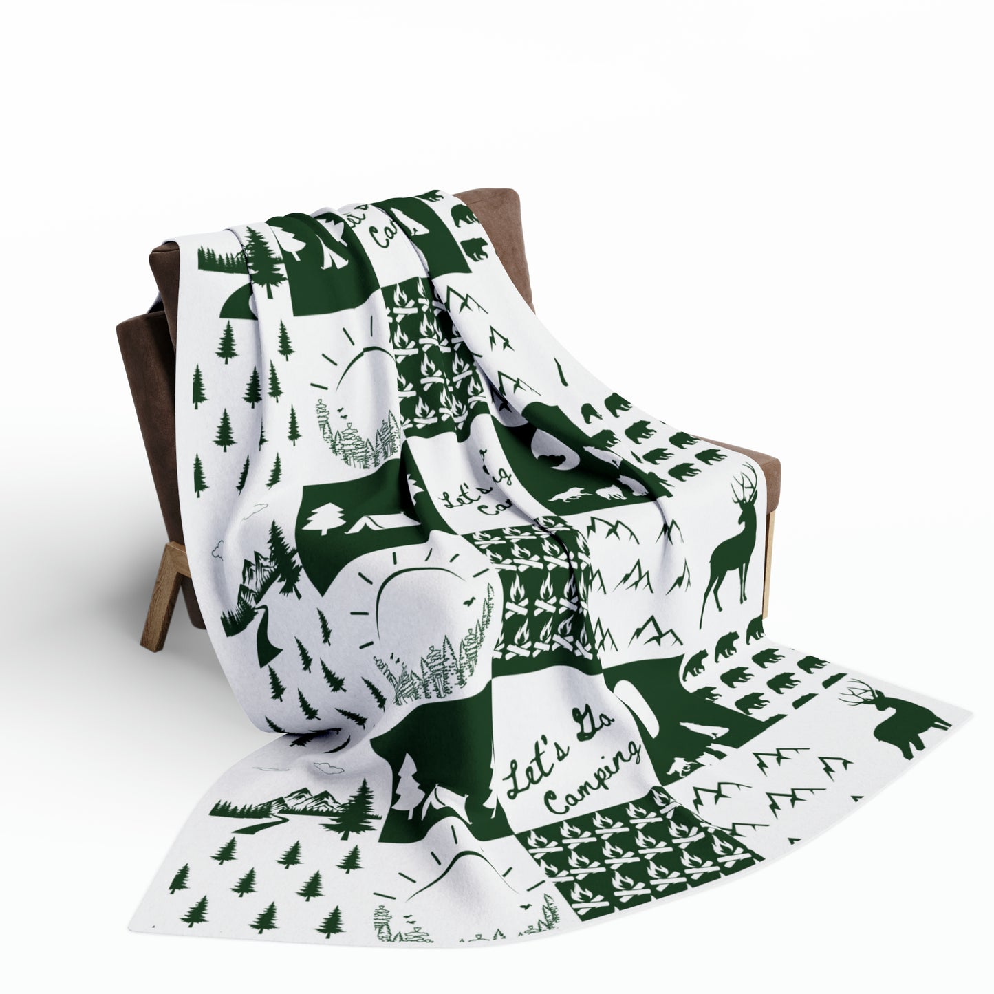 Arctic Fleece Blanket-Square Pattern-Green