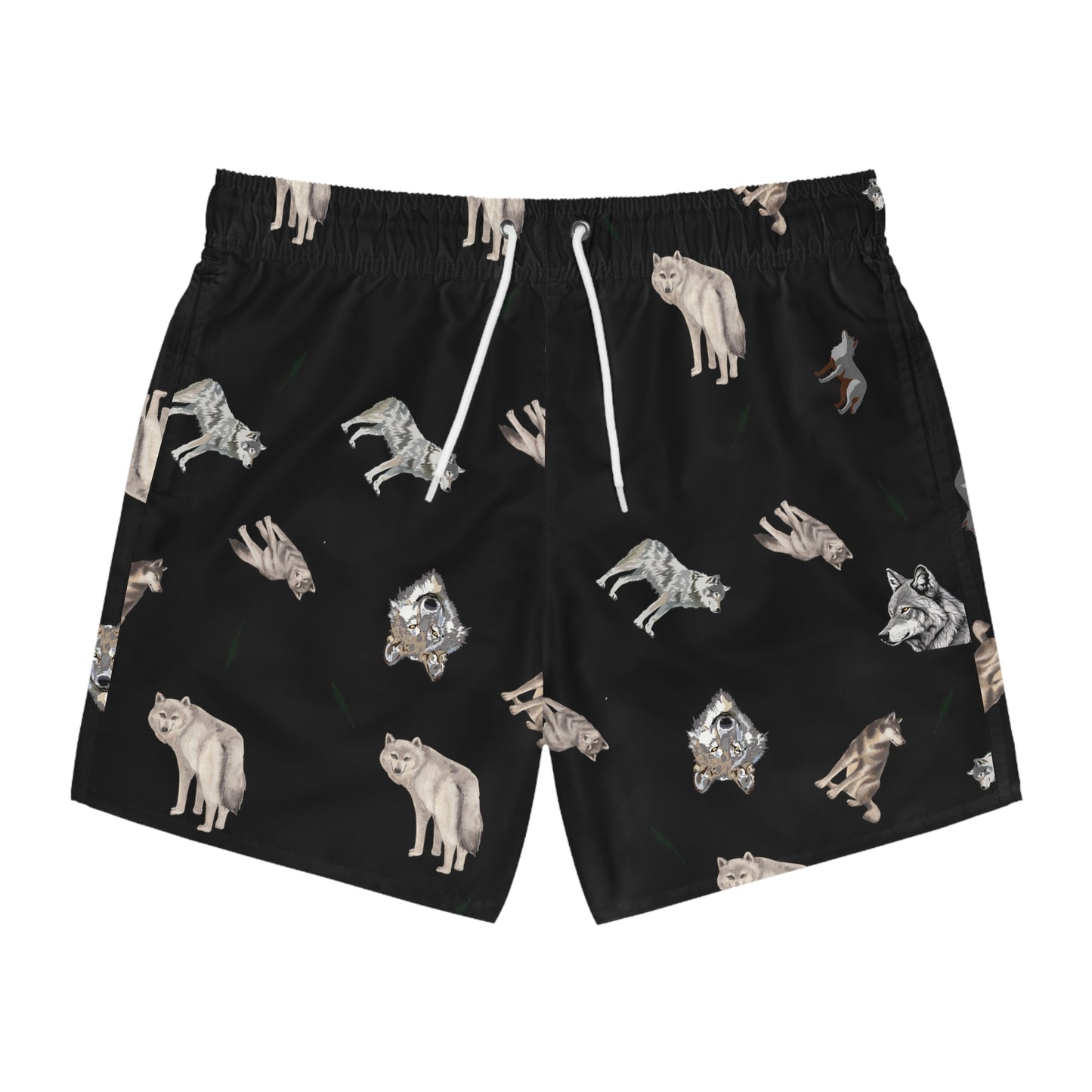 Wolf Pattern Swim Trunks-Blue