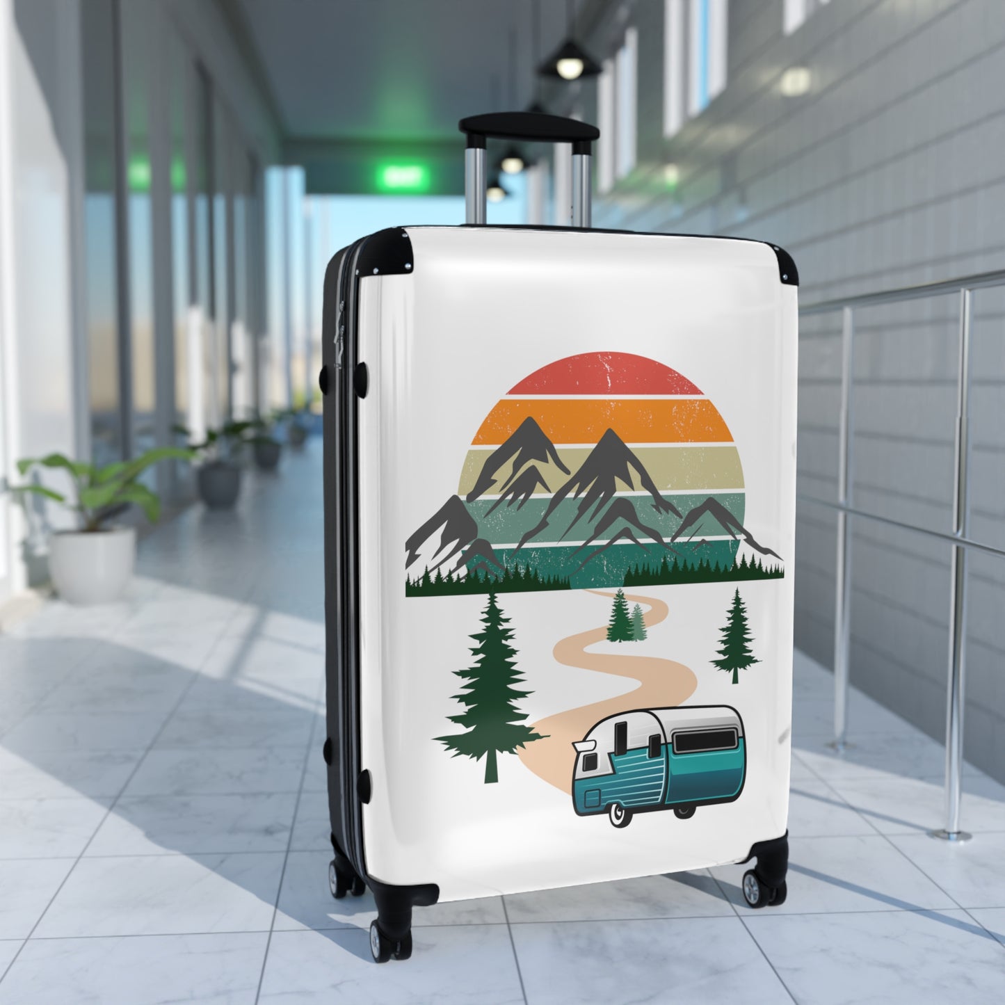 Camper With Mountains Patter Suitcase