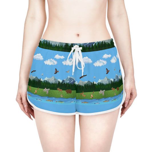 Women's Relaxed Shorts-Horizontal Outdoors Pattern