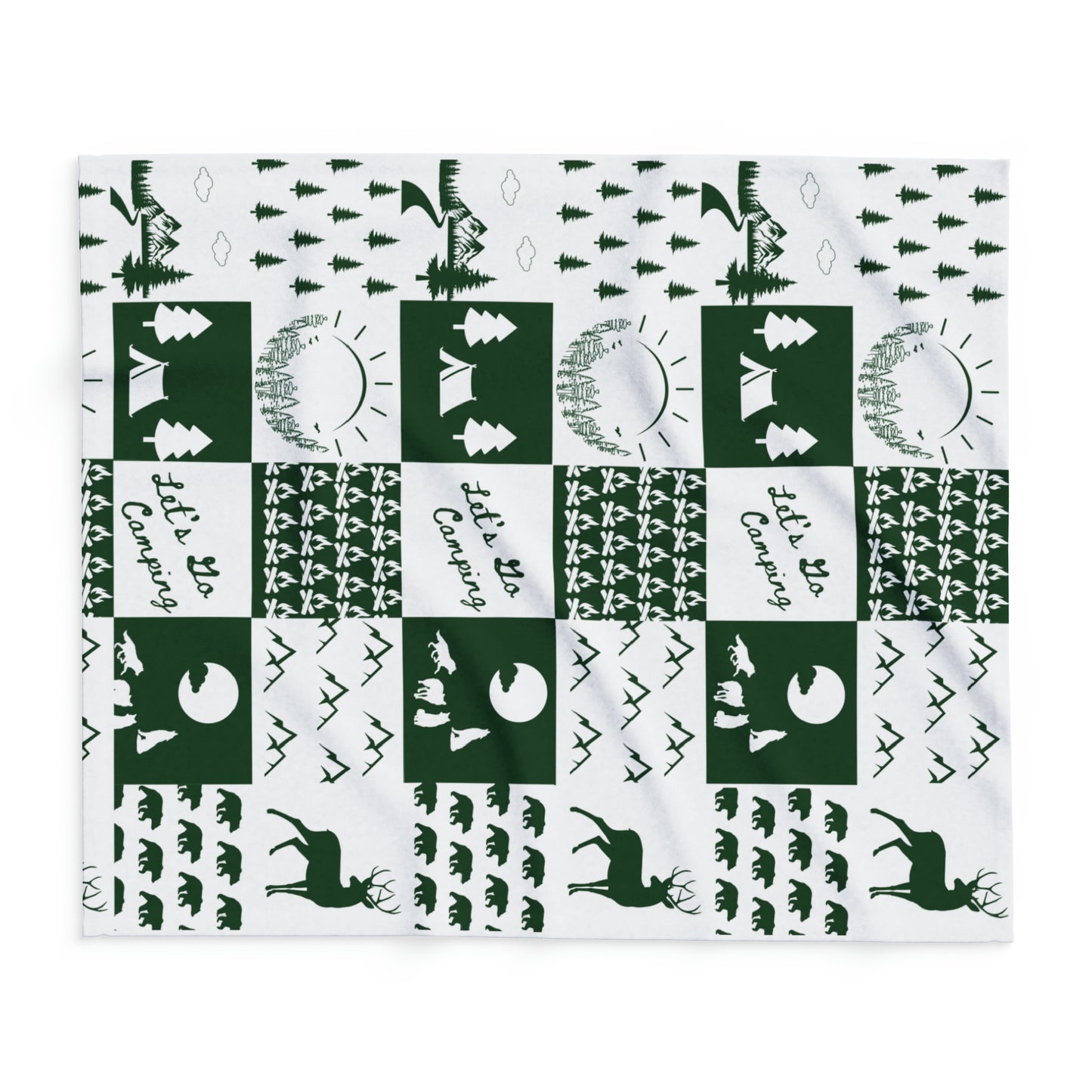 Arctic Fleece Blanket-Square Pattern-Green