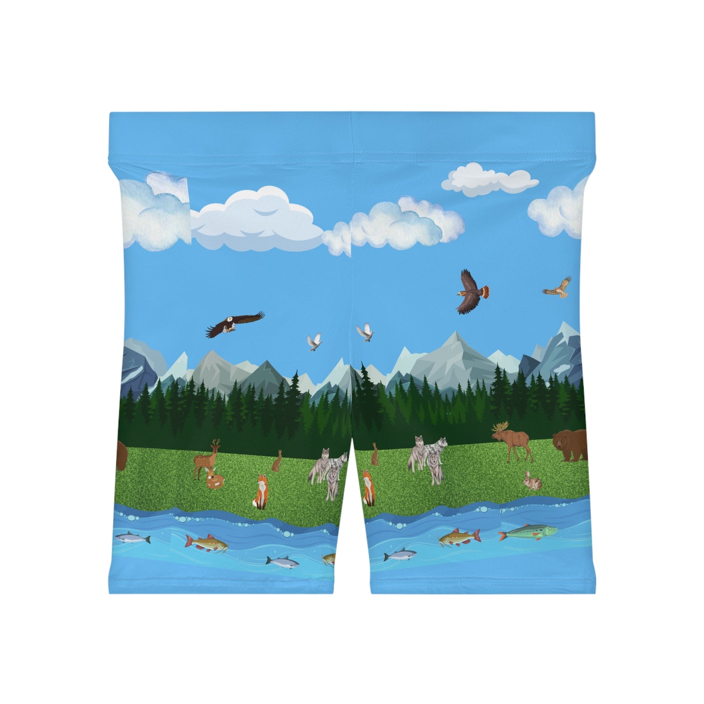 Horizontal Outdoors Pattern-Women's Biker Shorts