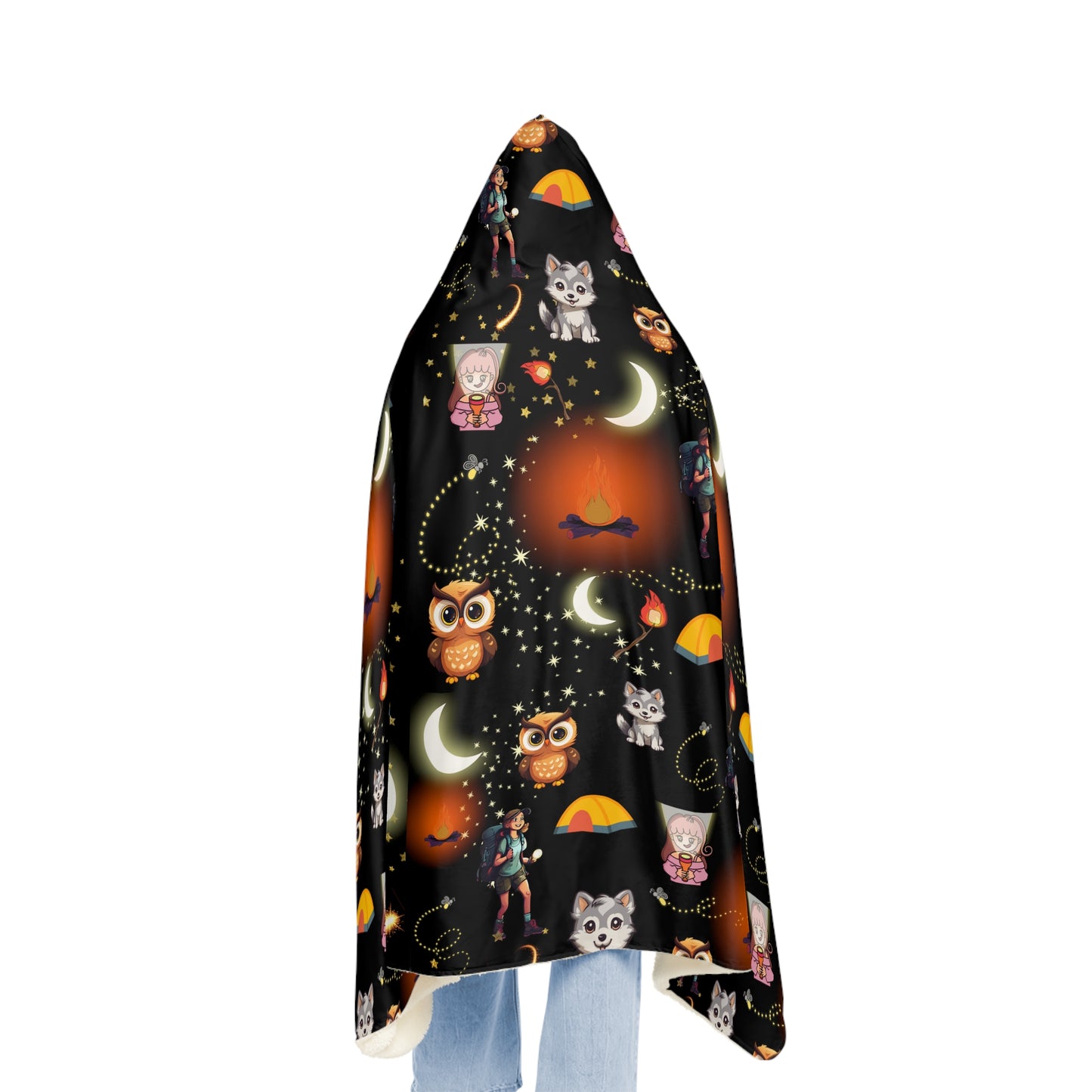 Hooded Snuggle Blanket-Girls Camp Pattern-Dark