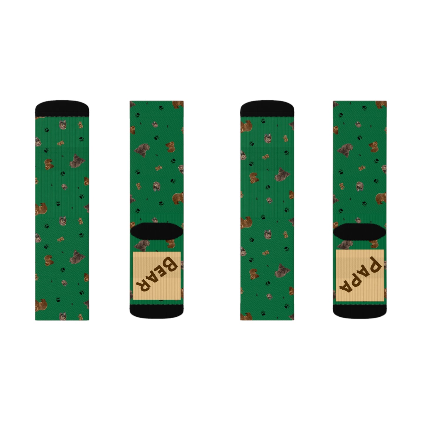 "Papa Bear" Pattern Sublimation Socks-Green