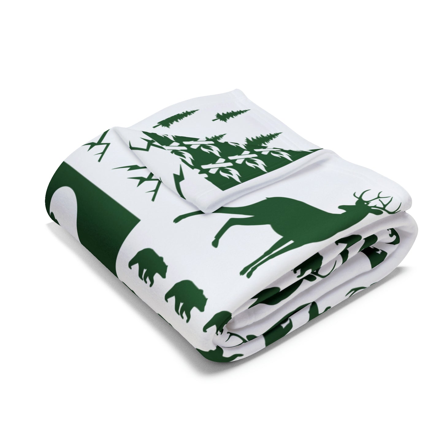 Arctic Fleece Blanket-Square Pattern-Green