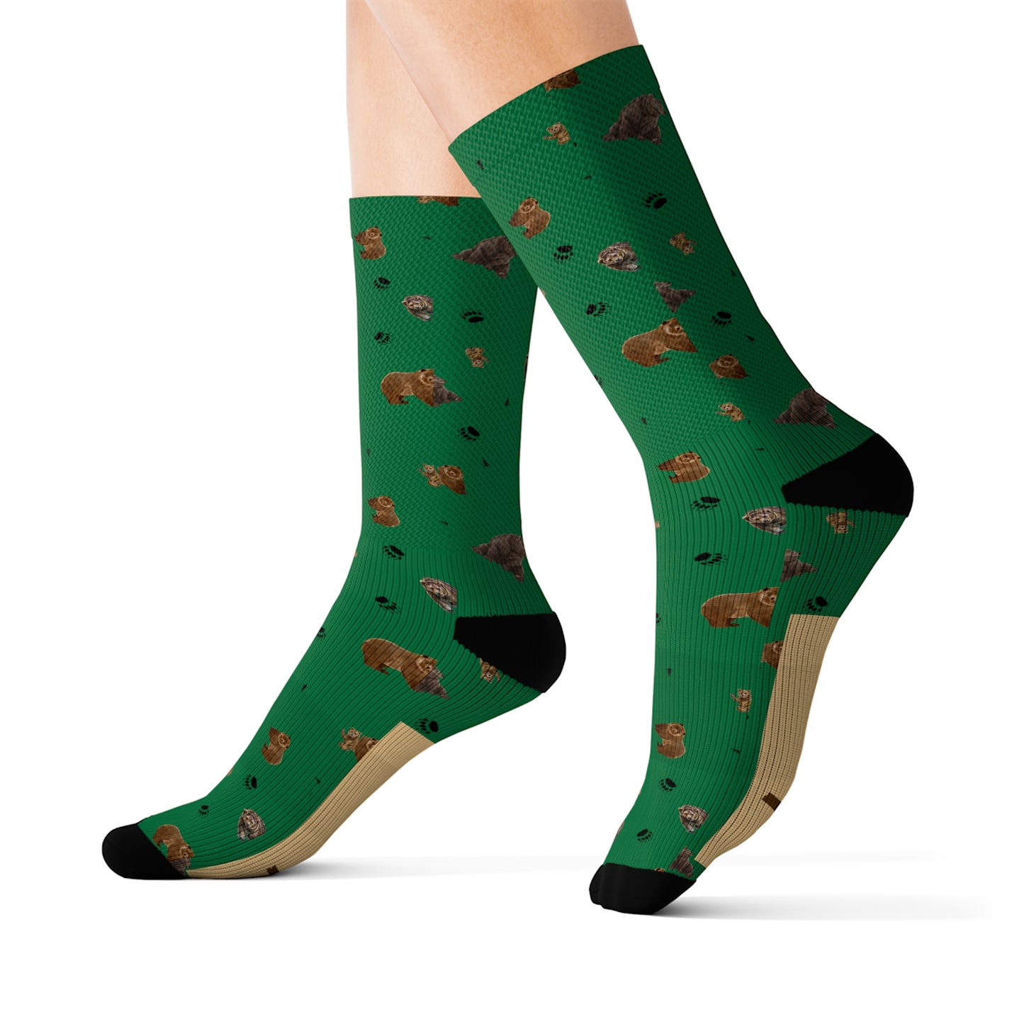 "Papa Bear" Pattern Sublimation Socks-Green