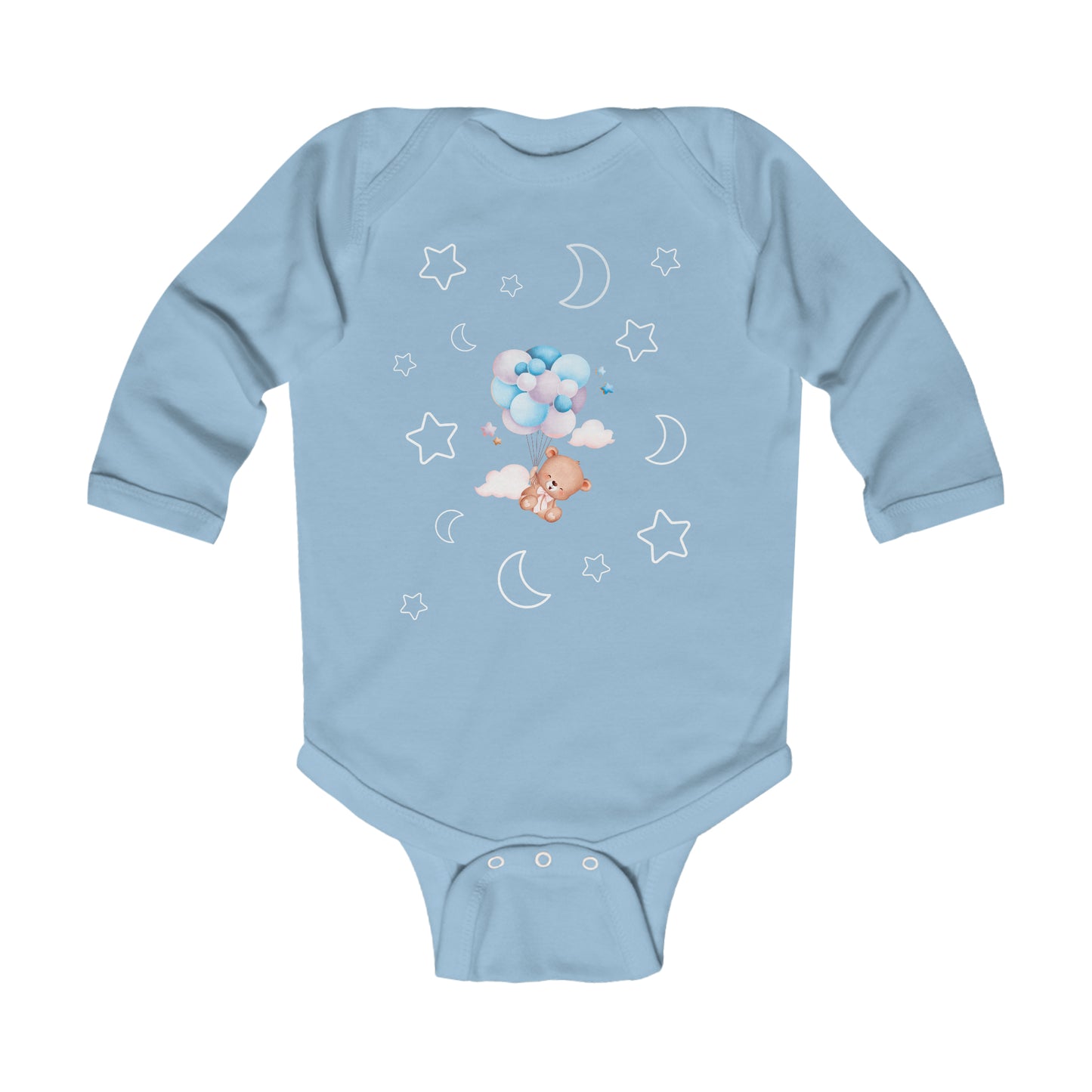 Infant Long Sleeve Bodysuit-Blue or Pink