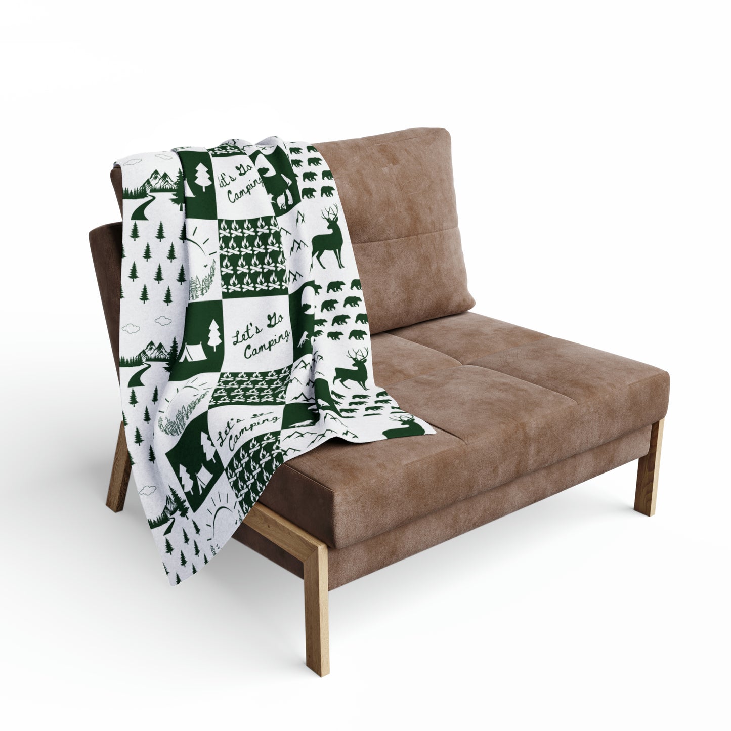 Arctic Fleece Blanket-Square Pattern-Green