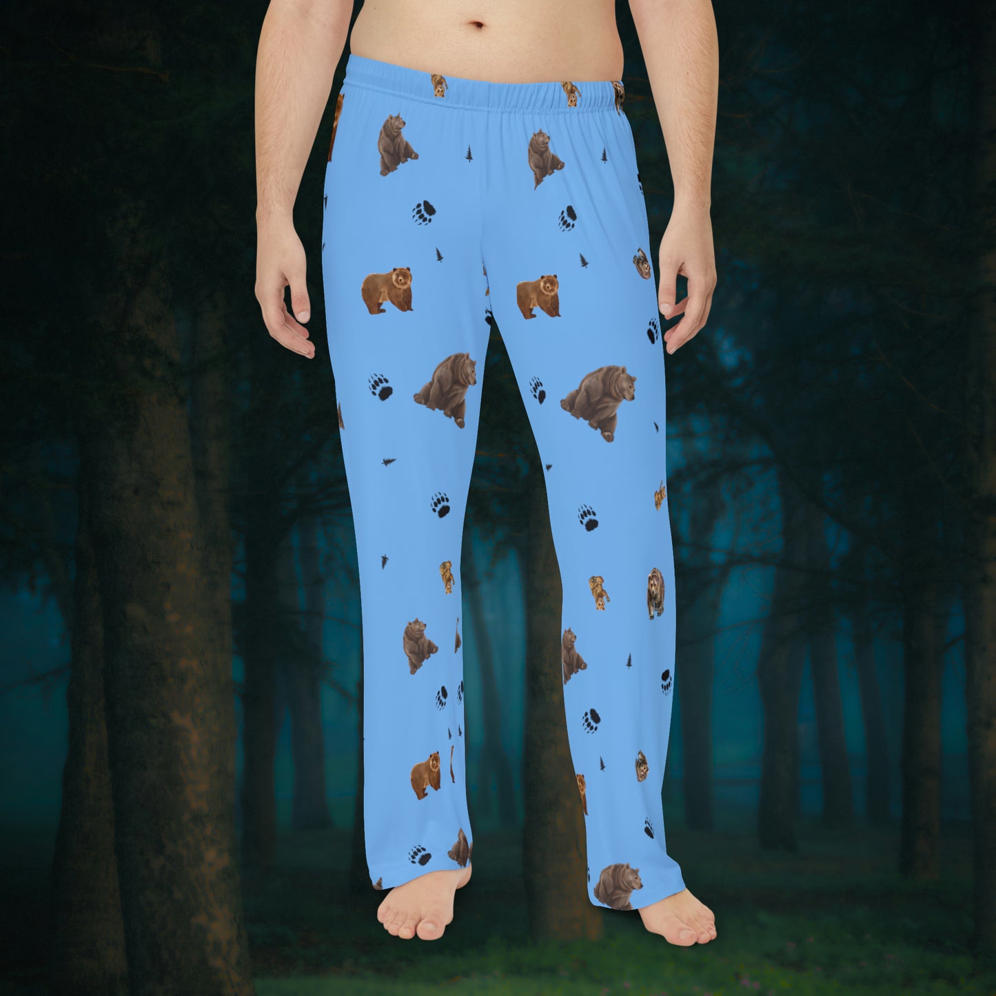 Men's Pajama Pants-Bear Pattern-Blue