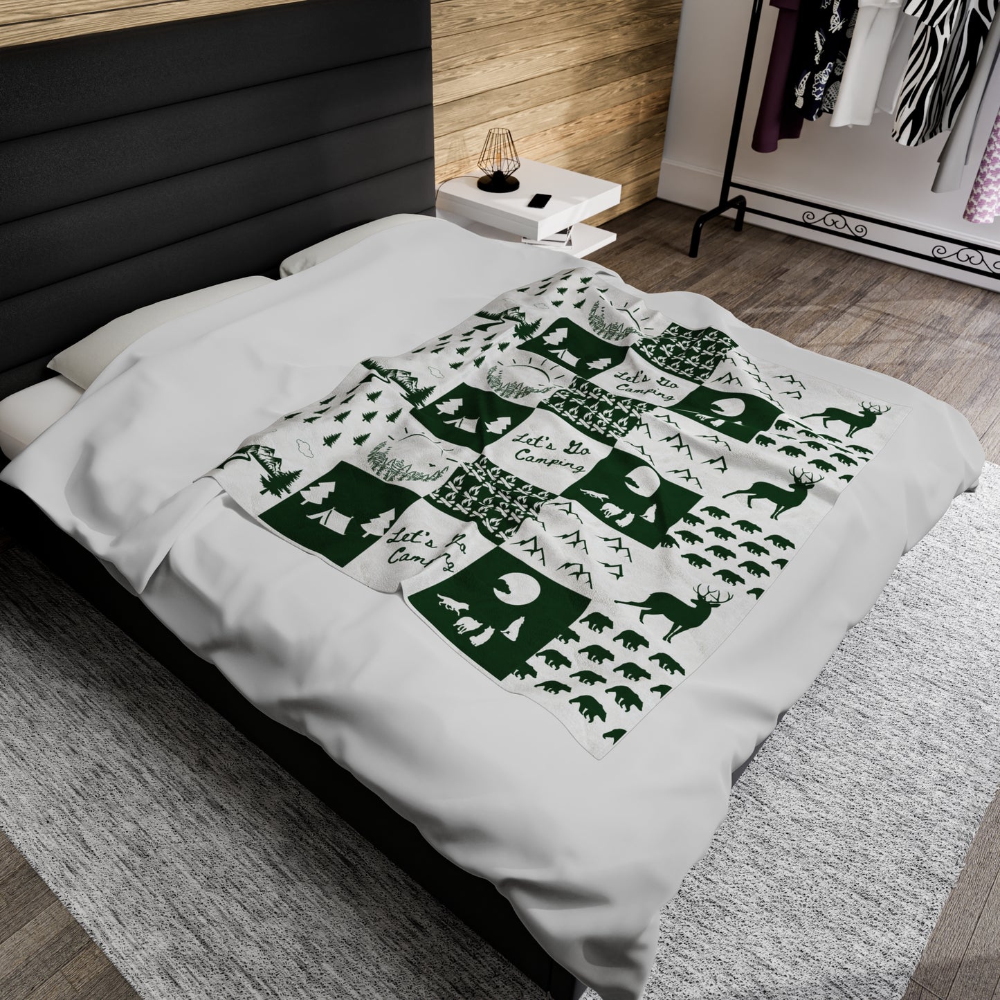 Sqaure Pattern-Green Velveteen Plush Blanket