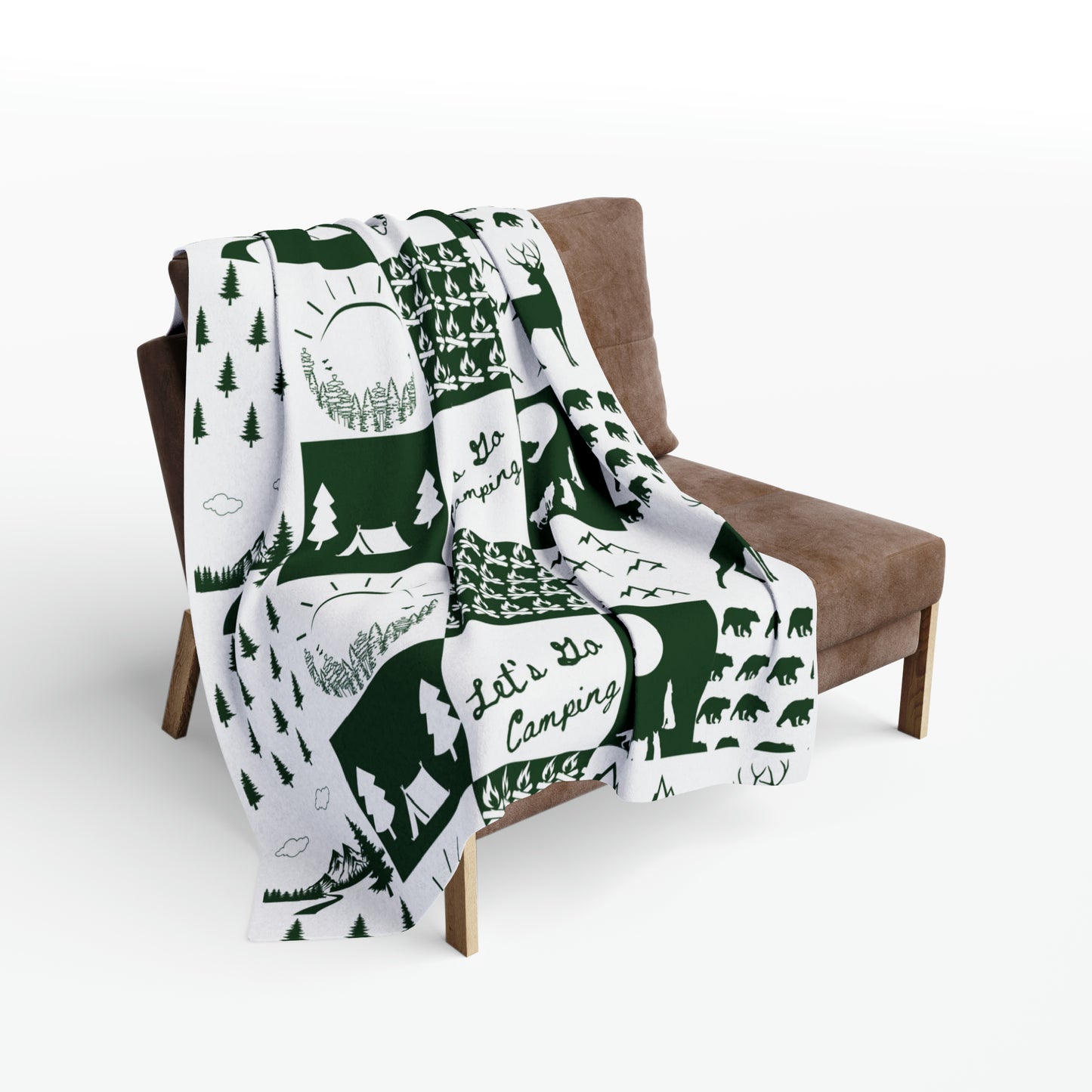 Arctic Fleece Blanket-Square Pattern-Green