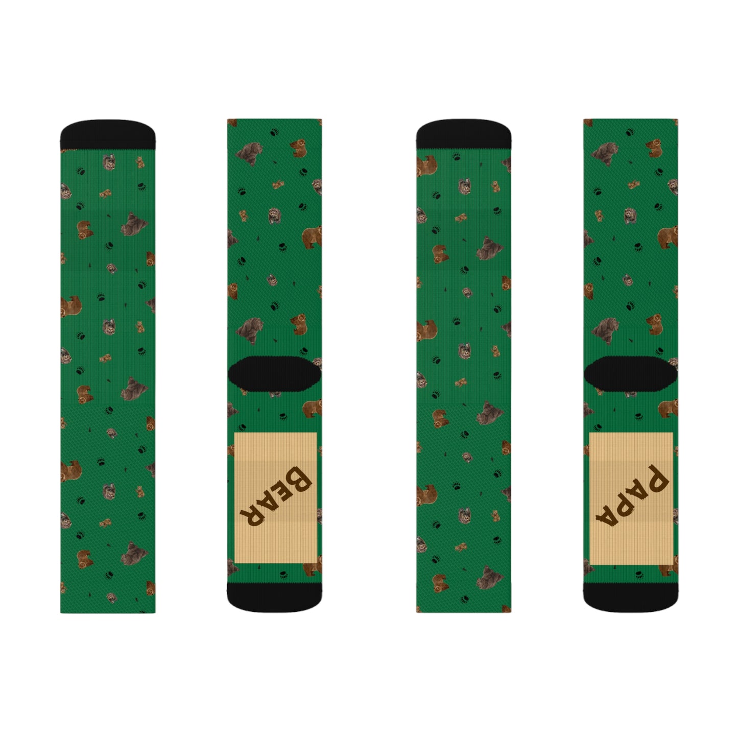 "Papa Bear" Pattern Sublimation Socks-Green