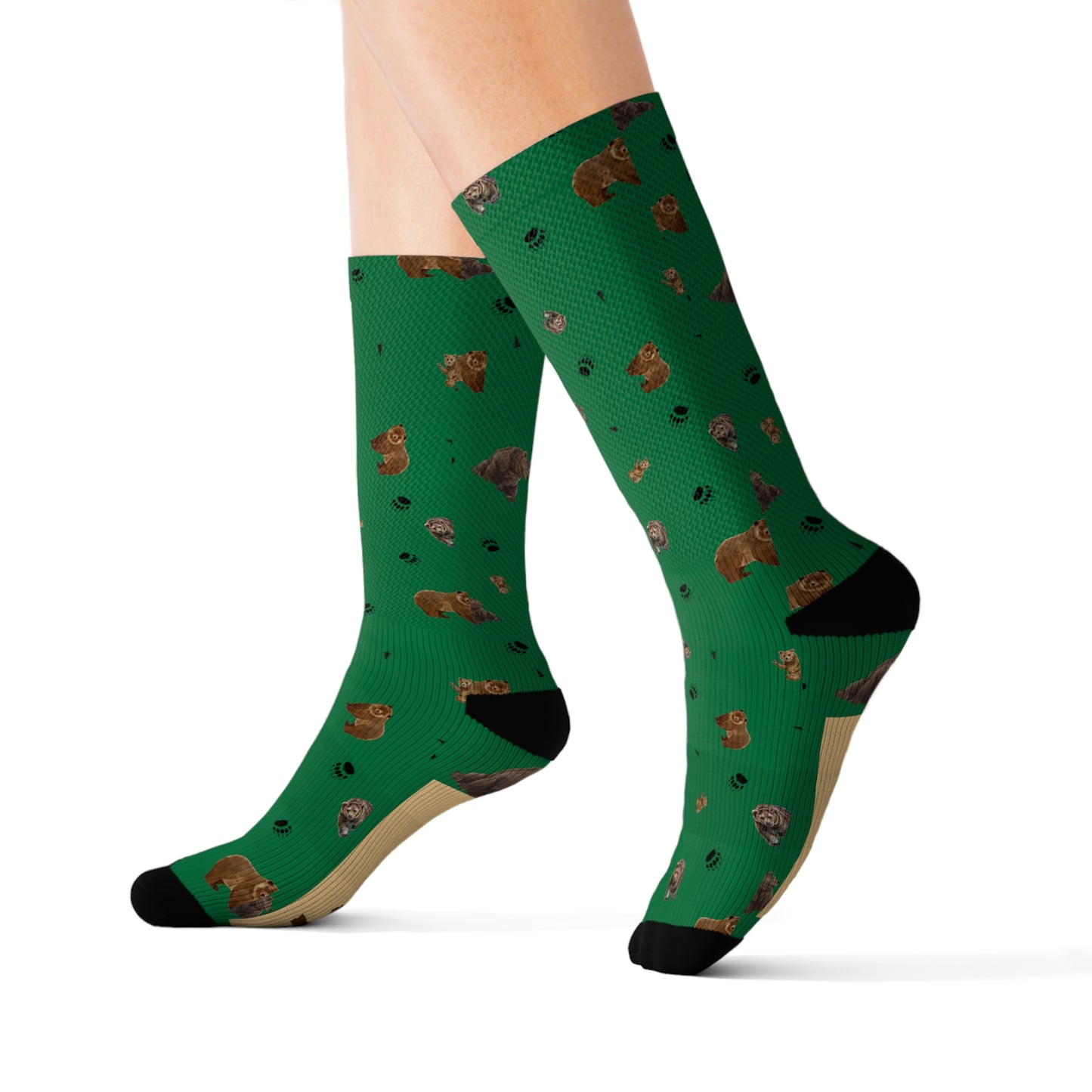 "Papa Bear" Pattern Sublimation Socks-Green