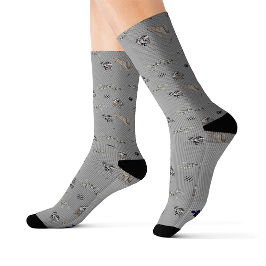Wolf Pattern-Sublimation Socks-Light Grey